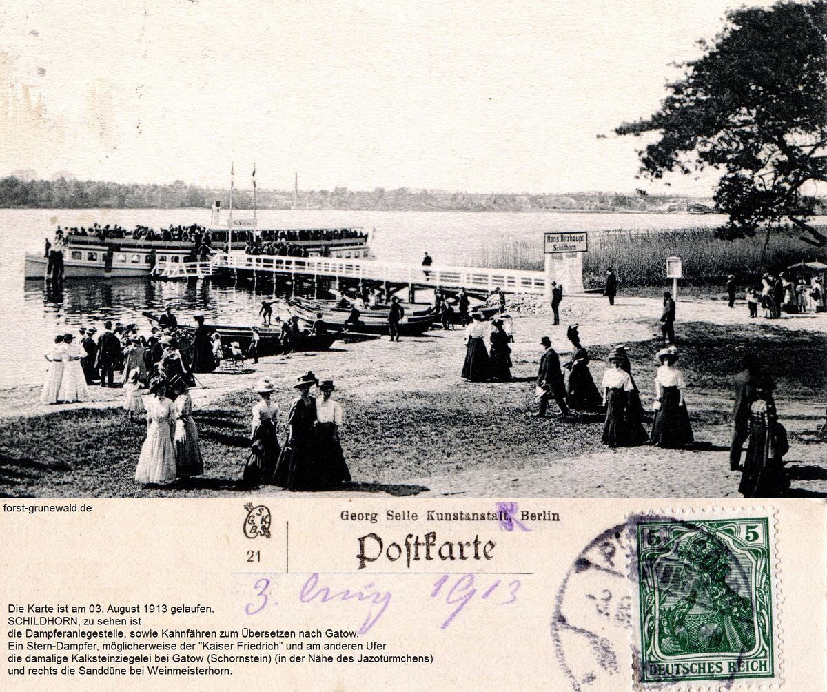 1913-08-03 Schildhorn ggue Ziegelei bei Gatow evtl. Kaiser Friedrich klein 1200 a