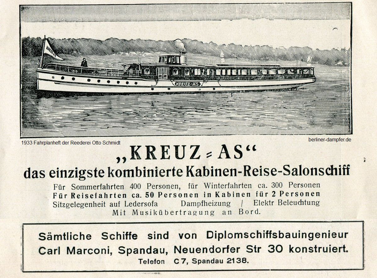 1933 Reederei Otto Schmidt Fahrplan - 03 - Kreuz-As