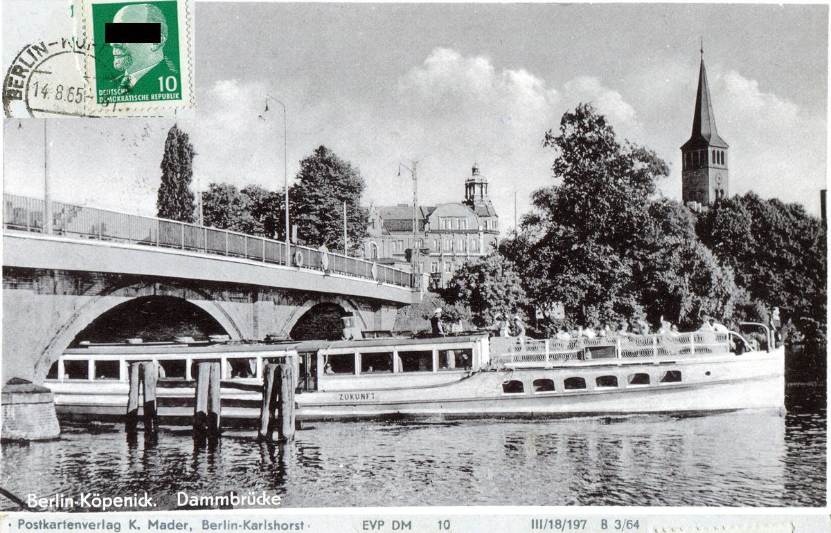 1964-03 AK gelaufen 14-08-1965 Dampfer Zukunft klein
