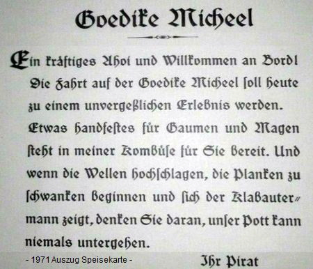 1971 Goedike Micheel Speisekartenauszug