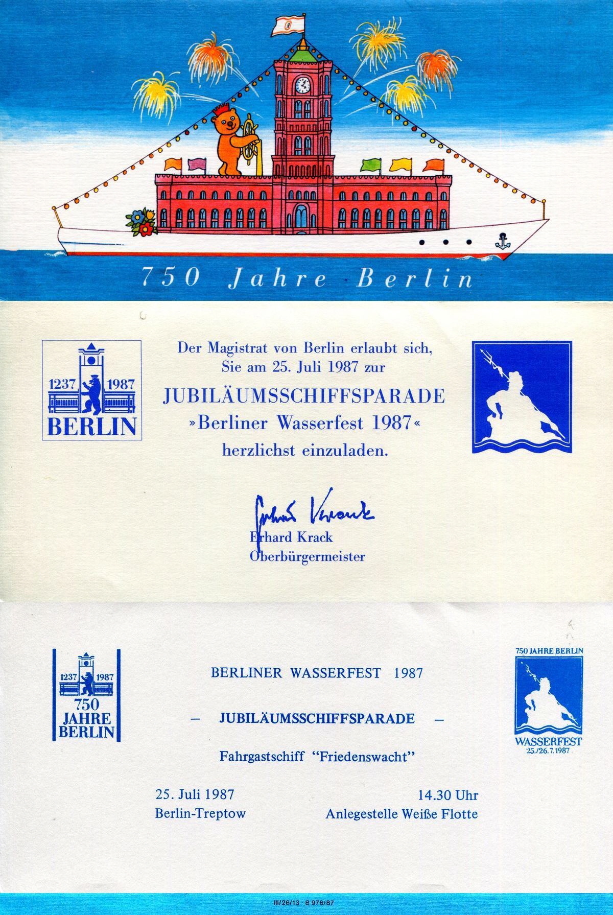 1987-07-25 750 Jahre Berlin Einladung Jubiläumsschifffahrtsparade 01-04 klein