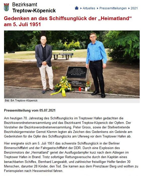 2021-07-05 Gedenken an das Schiffsunglck der Heimatland am 5. Juli 1951