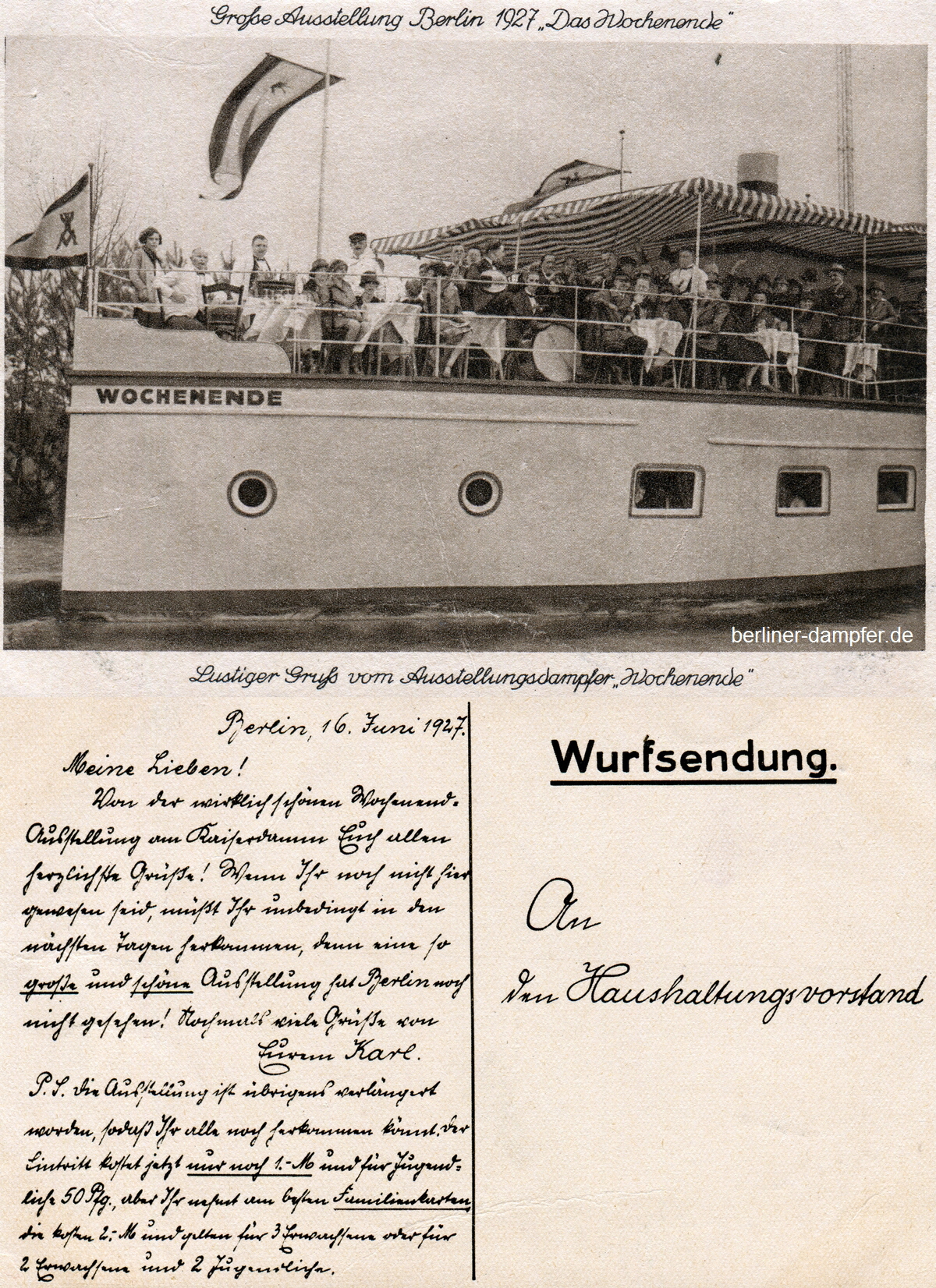 1927-06-16 Dampfer Wochenende - Ausstellung klein