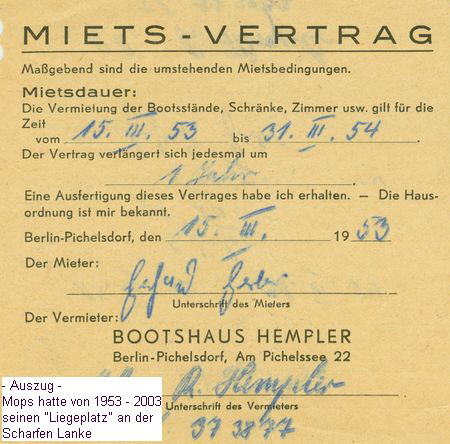 1953 bis 2003 Mietvertrag Liegeplatz